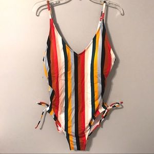 TIME and TRU Swimsuit One Piece Stripes Size Large 12/14